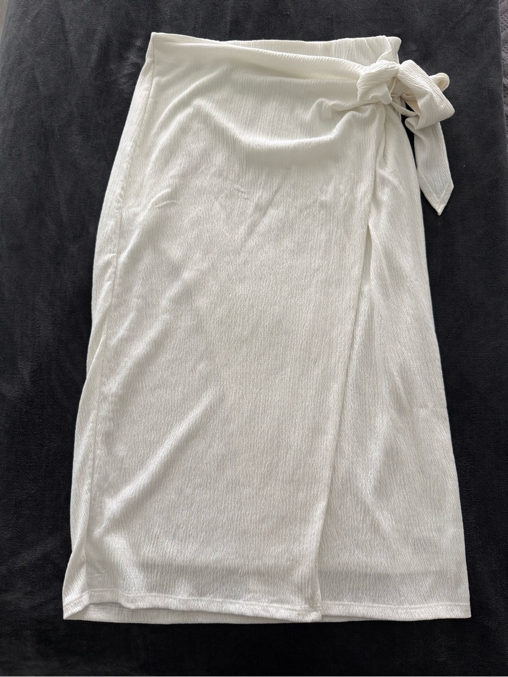 Women’s White Wrap Midi Skirt with Tie Waist